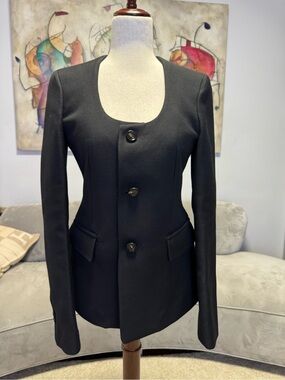Bottega Veneta Black Sculpted Peplum Blazer Jacket IT 38